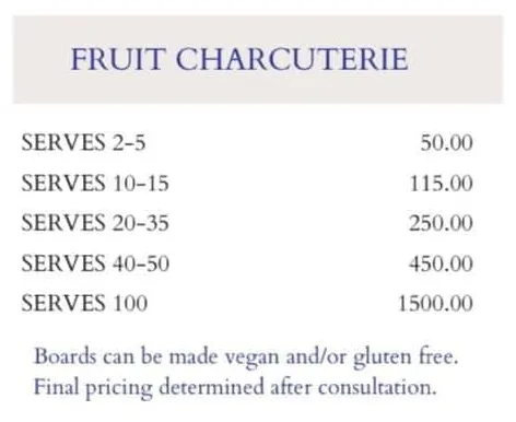 Fruit Charcuterie Menu