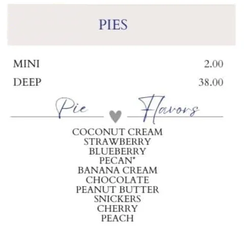 Pies Menu