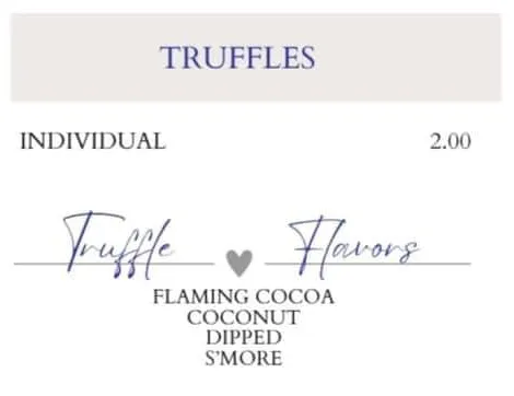 Truffles Menu